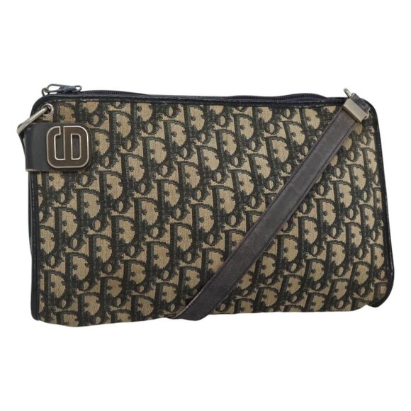 Christian Dior Trotter Canvas Shoulder Bag Navy Auth 115143 - Picture 1 of 16
